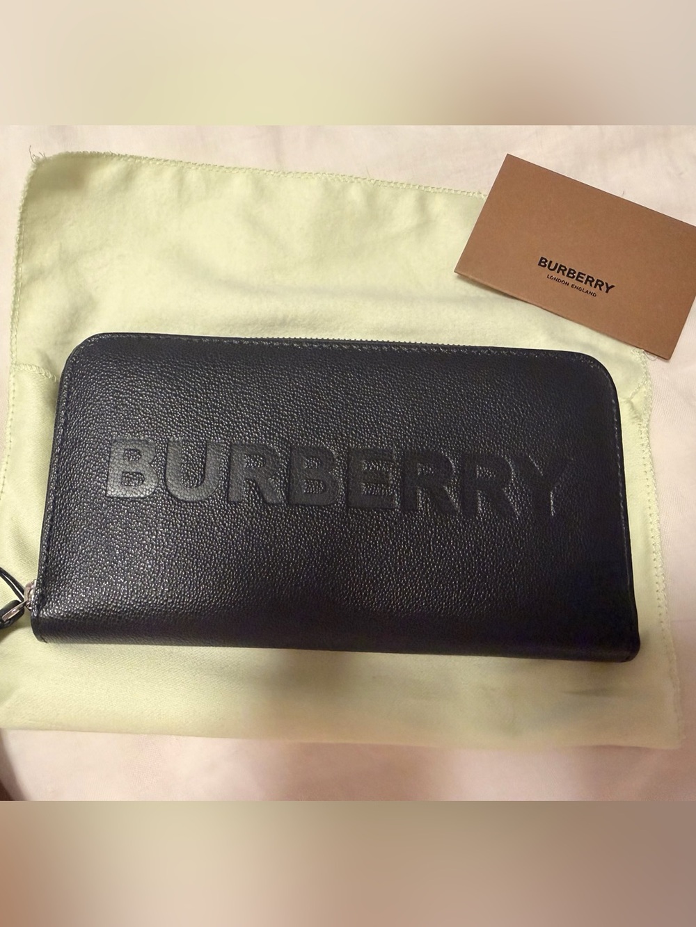 Burberry Elmore Black Leather Zip-Around Wallet